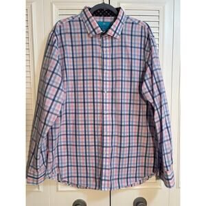 CHRISTIAN AUJARD Sz XL Men's Button Up Shirt Plaid Paisley Flip Cuff Dress Shirt